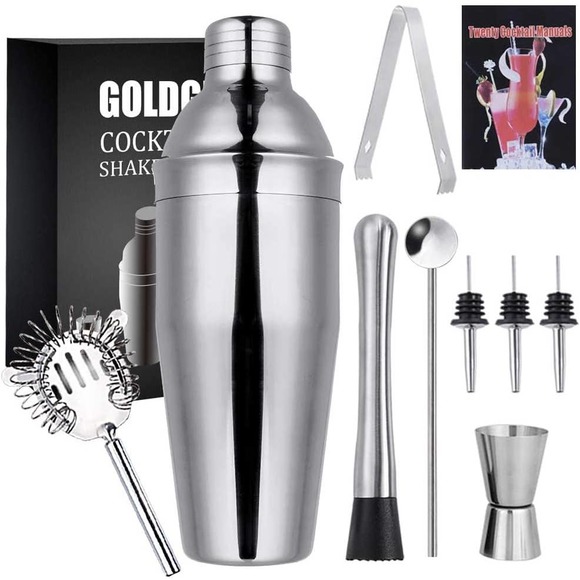 NIB - 9 PC Cocktail Stainless Elegant Shaker set - Picture 1 of 7